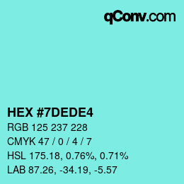 Color code: HEX #7DEDE4 | qconv.com