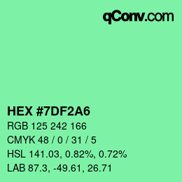 カラーコード: HEX #7DF2A6 | qconv.com