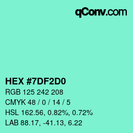 Color code: HEX #7DF2D0 | qconv.com
