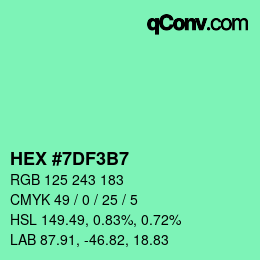 Color code: HEX #7DF3B7 | qconv.com