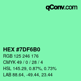Color code: HEX #7DF6B0 | qconv.com