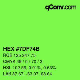 Color code: HEX #7DF74B | qconv.com