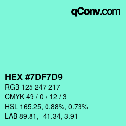 Color code: HEX #7DF7D9 | qconv.com
