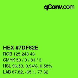 Color code: HEX #7DF82E | qconv.com