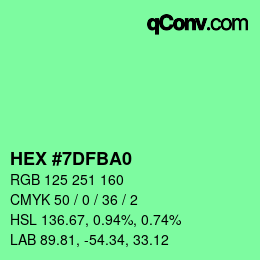 Color code: HEX #7DFBA0 | qconv.com