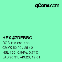 Color code: HEX #7DFBBC | qconv.com