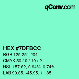 Color code: HEX #7DFBCC | qconv.com