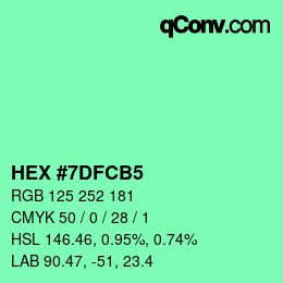 カラーコード: HEX #7DFCB5 | qconv.com