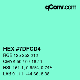 颜色代码: HEX #7DFCD4 | qconv.com