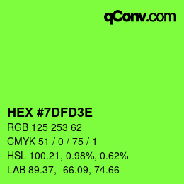 カラーコード: HEX #7DFD3E | qconv.com