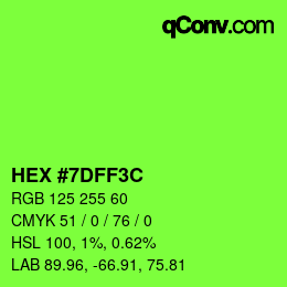 Color code: HEX #7DFF3C | qconv.com