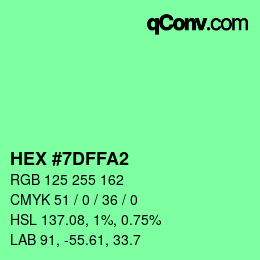 Color code: HEX #7DFFA2 | qconv.com