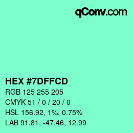 Color code: HEX #7DFFCD | qconv.com