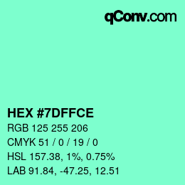 Color code: HEX #7DFFCE | qconv.com