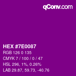 Color code: HEX #7E0087 | qconv.com
