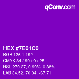 Color code: HEX #7E01C0 | qconv.com