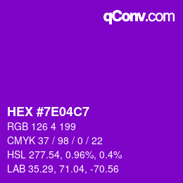 Color code: HEX #7E04C7 | qconv.com