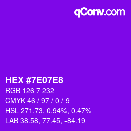 Color code: HEX #7E07E8 | qconv.com