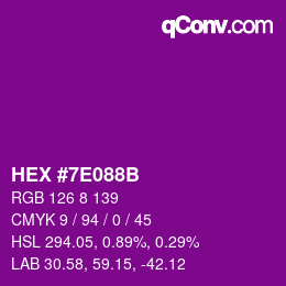 Color code: HEX #7E088B | qconv.com