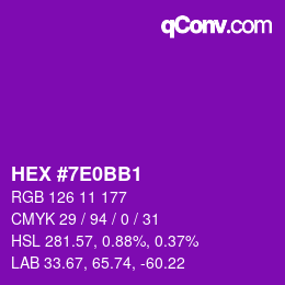 Color code: HEX #7E0BB1 | qconv.com