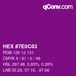Color code: HEX #7E0C83 | qconv.com