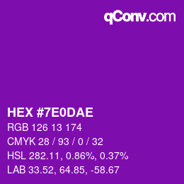 Color code: HEX #7E0DAE | qconv.com