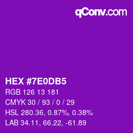 Color code: HEX #7E0DB5 | qconv.com