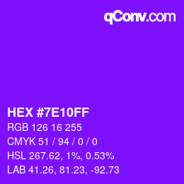 Color code: HEX #7E10FF | qconv.com