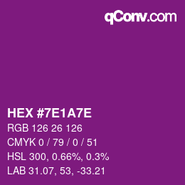 Color code: HEX #7E1A7E | qconv.com