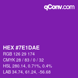 Color code: HEX #7E1DAE | qconv.com