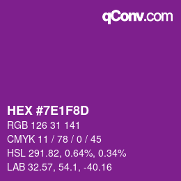 Color code: HEX #7E1F8D | qconv.com