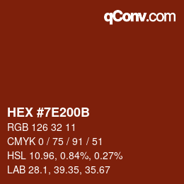 Color code: HEX #7E200B | qconv.com