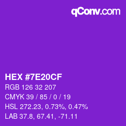 Color code: HEX #7E20CF | qconv.com