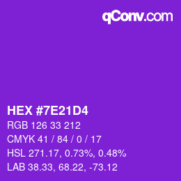 Farbcode: HEX #7E21D4 | qconv.com