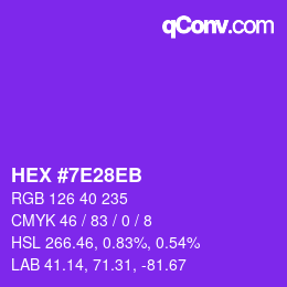 Color code: HEX #7E28EB | qconv.com