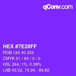 Color code: HEX #7E28FF | qconv.com