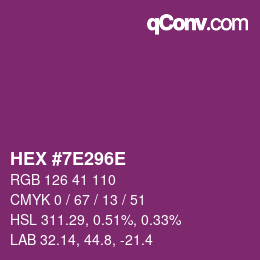 Color code: HEX #7E296E | qconv.com