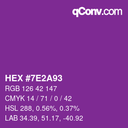 Color code: HEX #7E2A93 | qconv.com