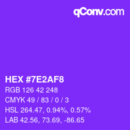 Color code: HEX #7E2AF8 | qconv.com