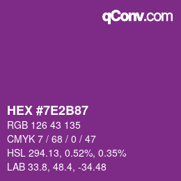 Color code: HEX #7E2B87 | qconv.com