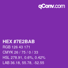 Color code: HEX #7E2BAB | qconv.com