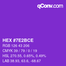 Color code: HEX #7E2BCE | qconv.com