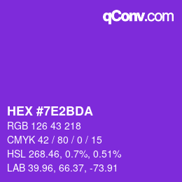 颜色代码: HEX #7E2BDA | qconv.com
