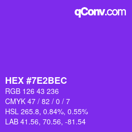 Color code: HEX #7E2BEC | qconv.com