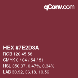 Color code: HEX #7E2D3A | qconv.com