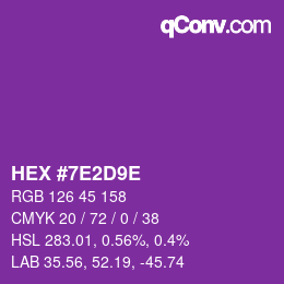 Color code: HEX #7E2D9E | qconv.com
