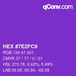 Color code: HEX #7E2FC9 | qconv.com