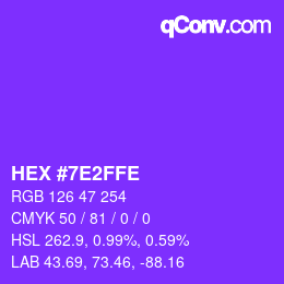 Color code: HEX #7E2FFE | qconv.com