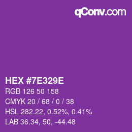Color code: HEX #7E329E | qconv.com