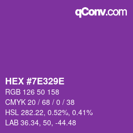 Color code: HEX #7E329E | qconv.com